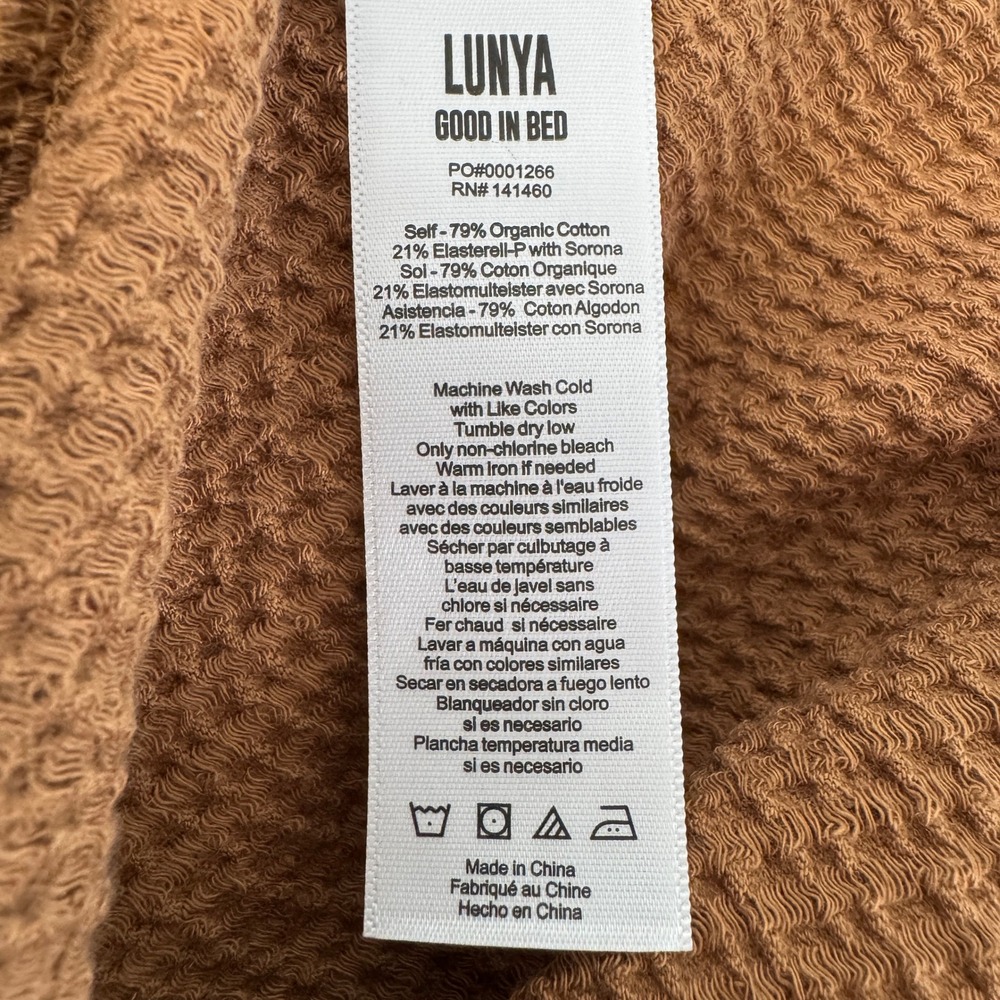 Lunya Organic Cotton Seersucker Drapey Wide Leg Pant Medium Brown Loungewear - Picture 11 of 11